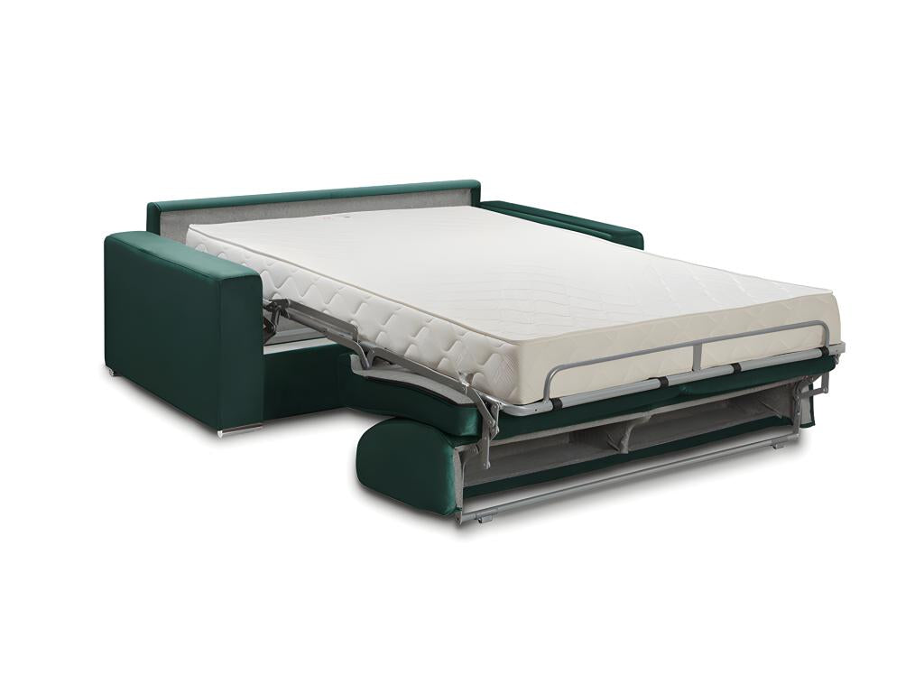 Canapé 4 places convertible express en velours vert sapin - Couchage 160 cm - Matelas 18 cm Ventoriq OFEQ99806