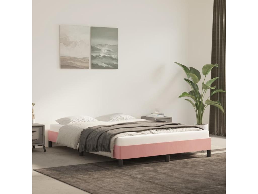 Cadre de lit Rose 140x190 cm Velours ICKL03554