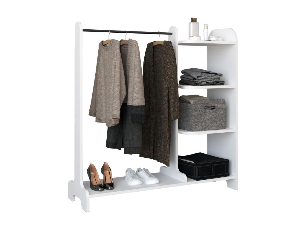 Ventoriq Bois Armoire ouverte dressing Armoire barre de penderie Lempu H- 110 cm Blanc QWLL12736