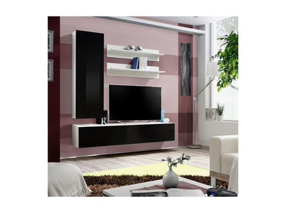 Meuble TV Mural Design Fly I 170cm Noir / Blanc GOQV02478