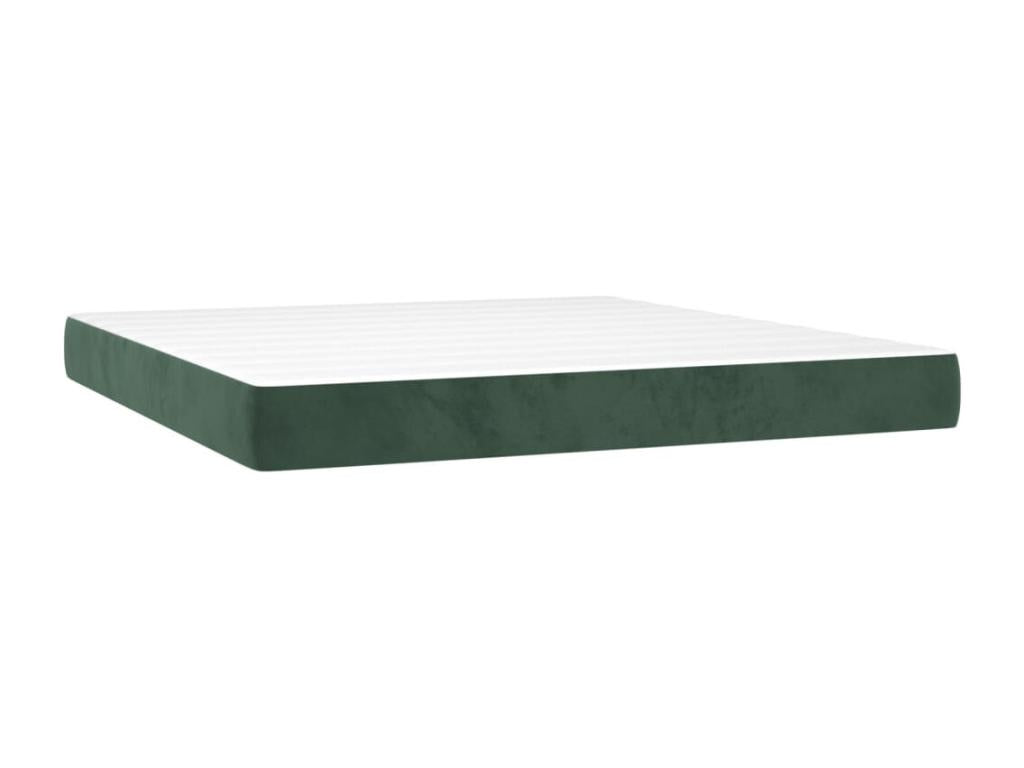Sommier tapissier matelas et LED Vert foncé 160x200 cm Velours GNGO89627