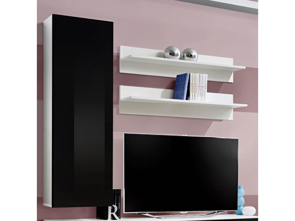 Meuble TV Mural Design Fly I 170cm Noir / Blanc GOQV02478
