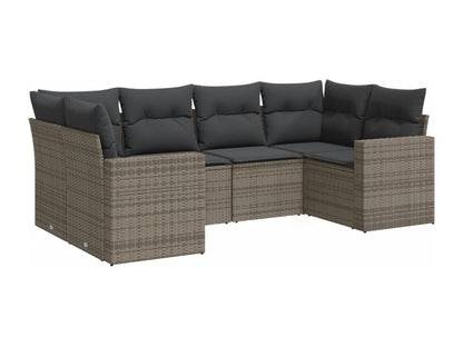 Salon de jardin 6 pcs avec coussins gris résine tressée KSLK35688