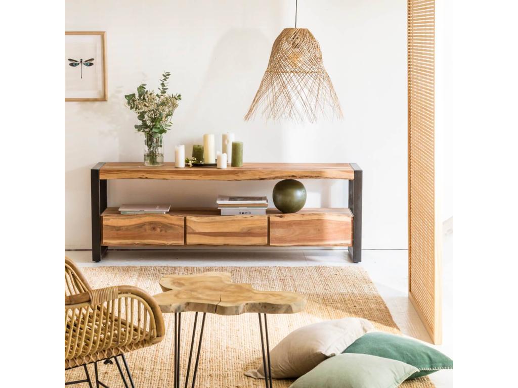 Meuble TV en bois d'Lumenao 3 tiroirs Tree FZTD05242