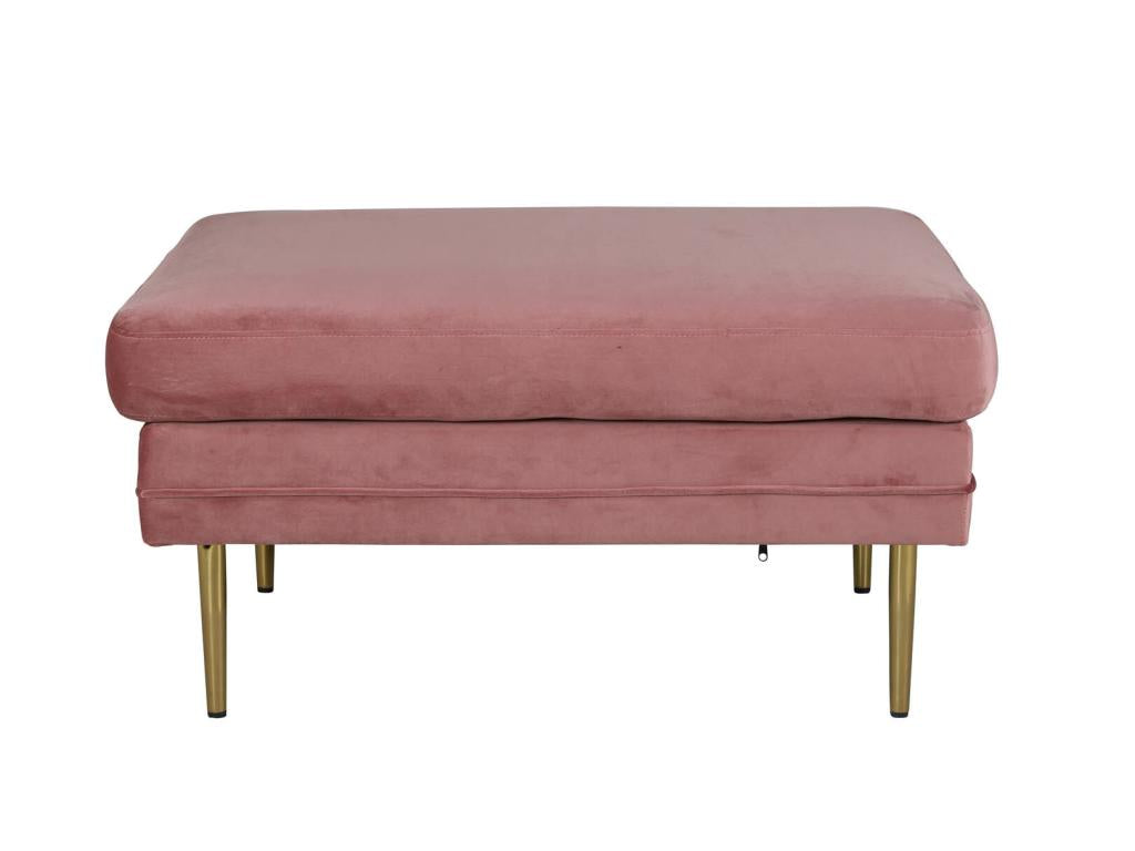 Pouf Ventoriq repose-pieds velours laiton rose. WESZ21179