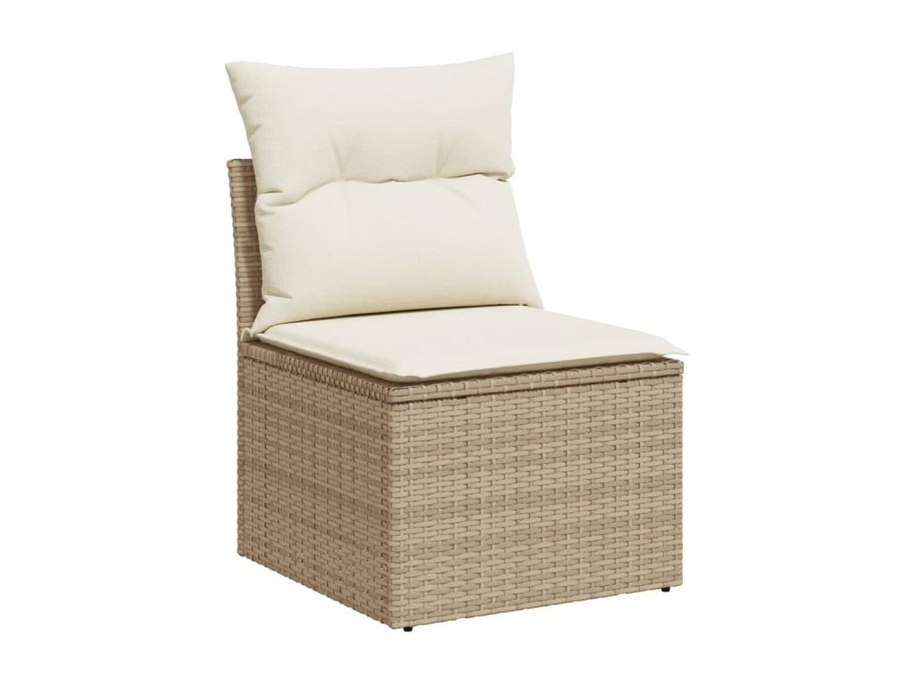 Salon de jardin avec coussins 4 pcs beige résine tressée TDFG63842