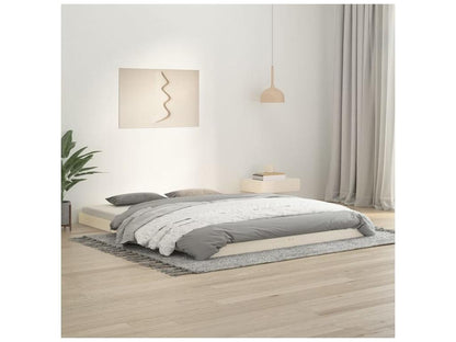 Cadre de lit blanc 150x200 très grand bois de pin massif VPQP27004