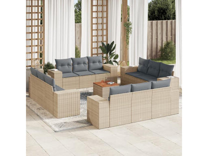 Salon de jardin avec coussins 13 pièces beige résine tressée JAOI64587