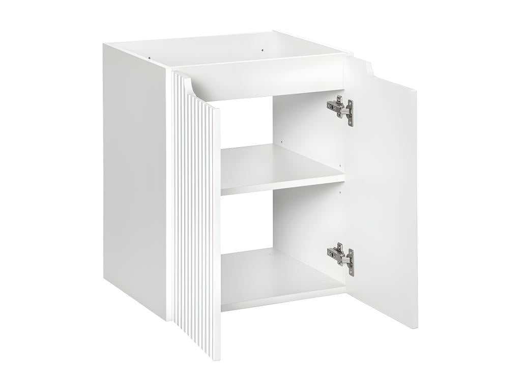Meuble simple vasque encastrée 50cm 2 portes Ventoriq Blanc KJTK81228