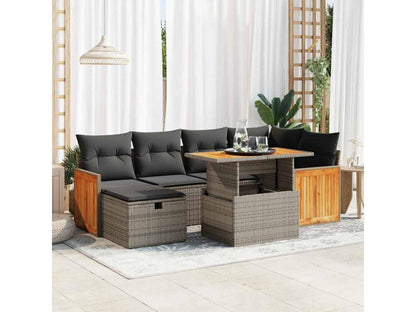 Salon de jardin 8 pcs avec coussins gris résine tressée UKPZ52223