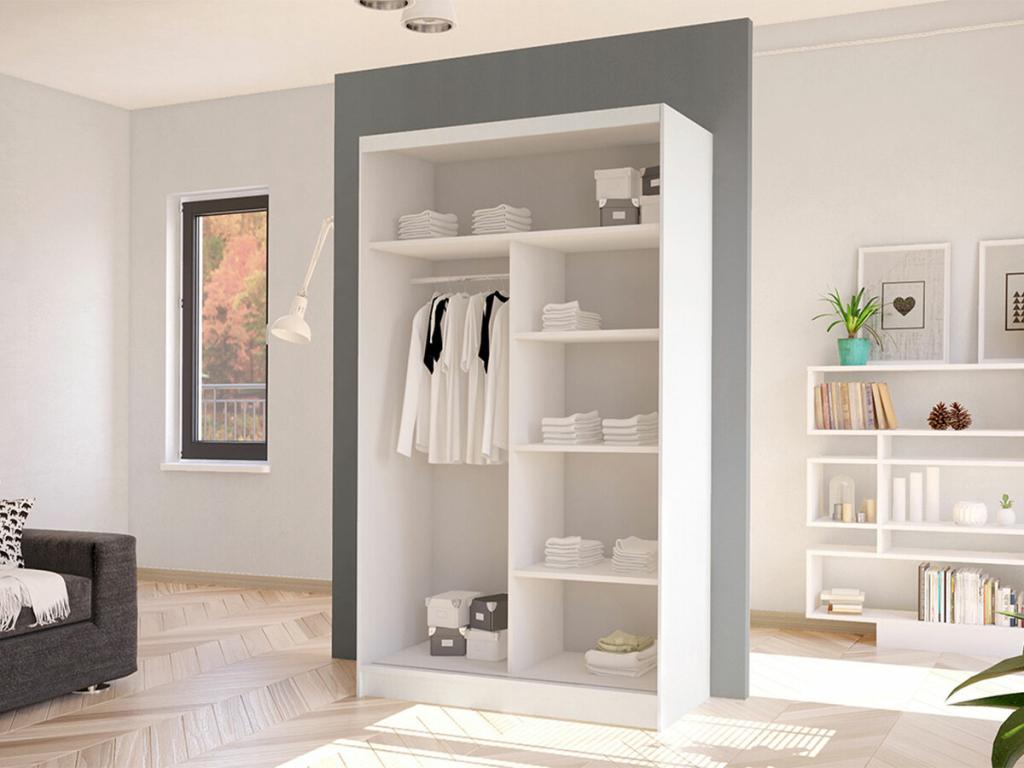 Armoire Ventoriq 162 Blanc - Ventoriq chêne 200x100x58cm Portes d'armoire Glissement HSED22268