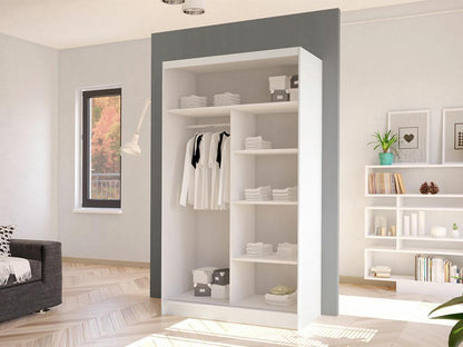 Armoire Ventoriq 162 Blanc - Ventoriq chêne 200x100x58cm Portes d'armoire Glissement HSED22268