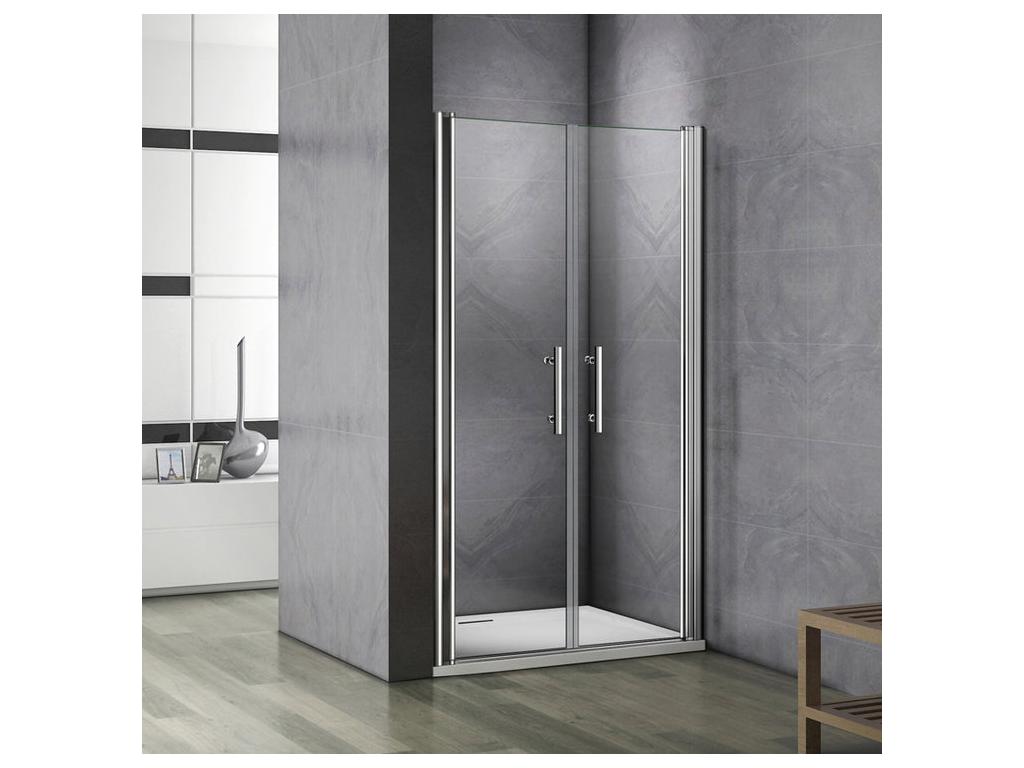 Porte de douche battante 120x187cm porte de douche pivotante à 180 en verre 6mm anticalcaire installation en niche HCMY15845