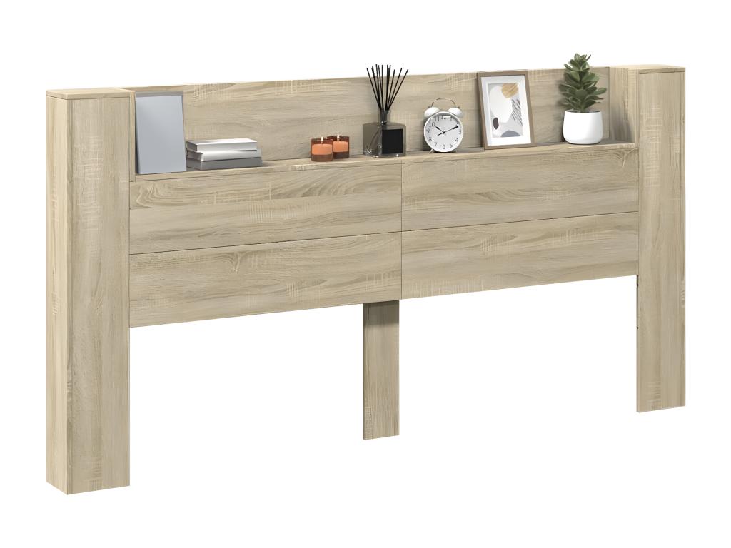 Armoire tête de lit avec LED chêne Lumenao 200x16,5x103,5 cm EZGI49080
