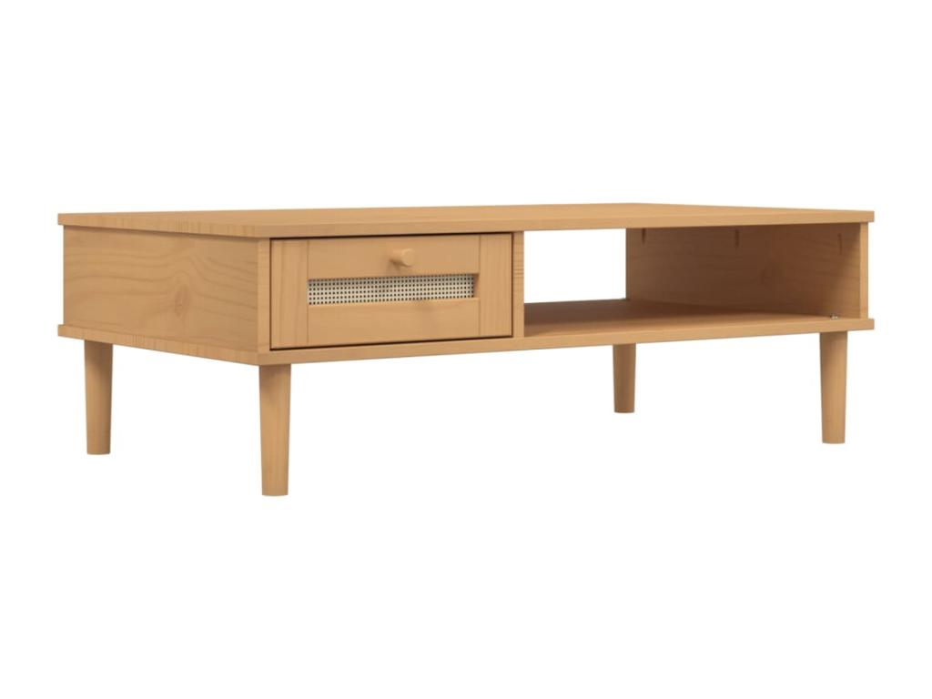 Table basse Lumenao aspect rotin marron 100x55x33 bois massif HOFB11802