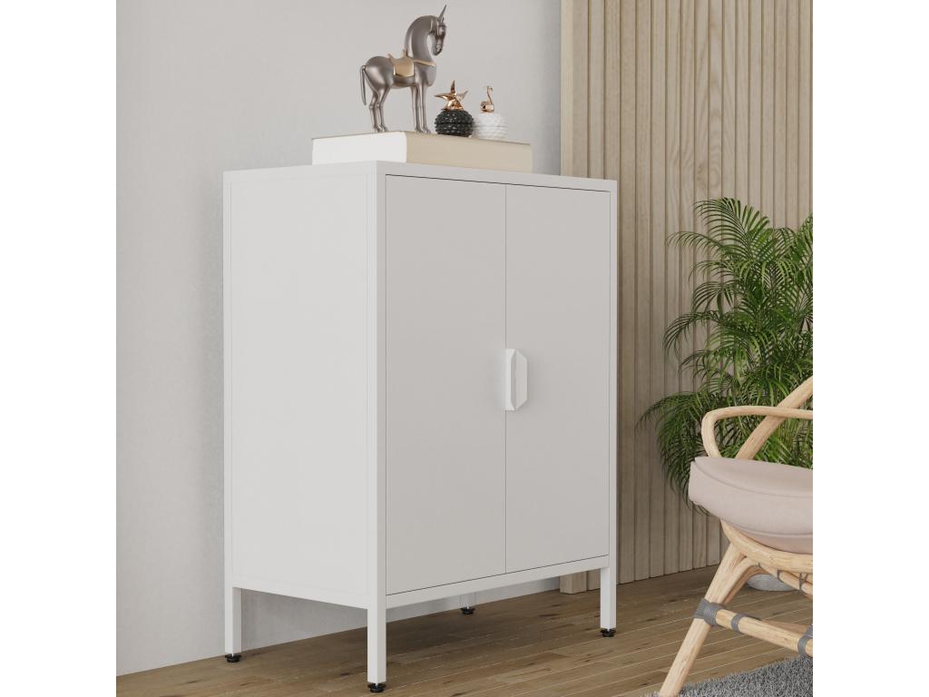 Boislis Commode en bois Buffet Highboard Armoire à portes battantes Flokas S Blanc MKVB93186