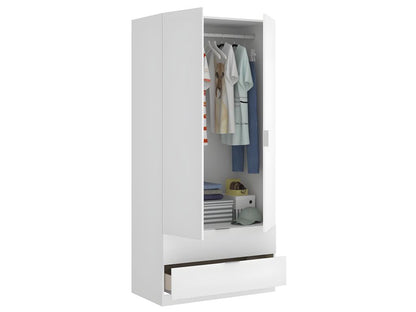 Armoire placard meuble de rangement coloris blanc - Longueur 81 x Hauteur 184 x Profondeur 52 cm ZHZK44333