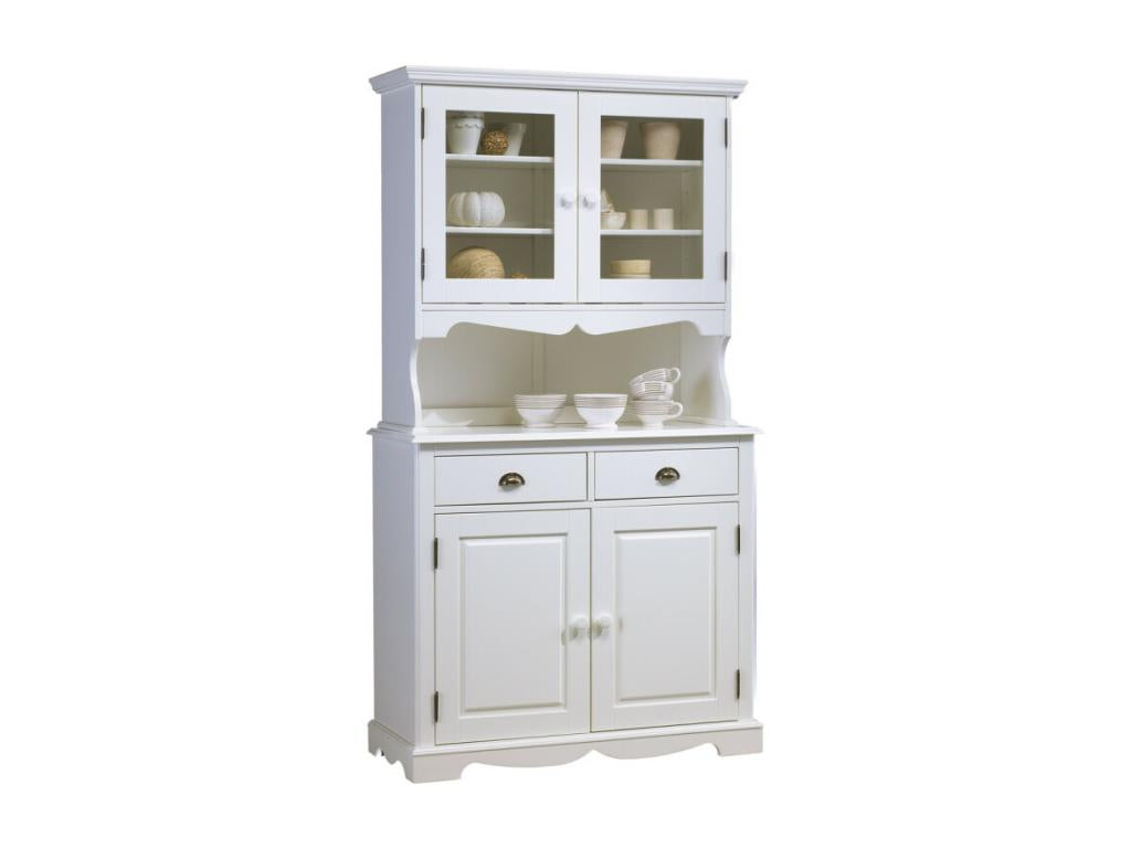 Buffet Vaisselier Blanc 4 Portes Style Anglais 6 Niches L 101 H 186 P 42 cm CMXG08328