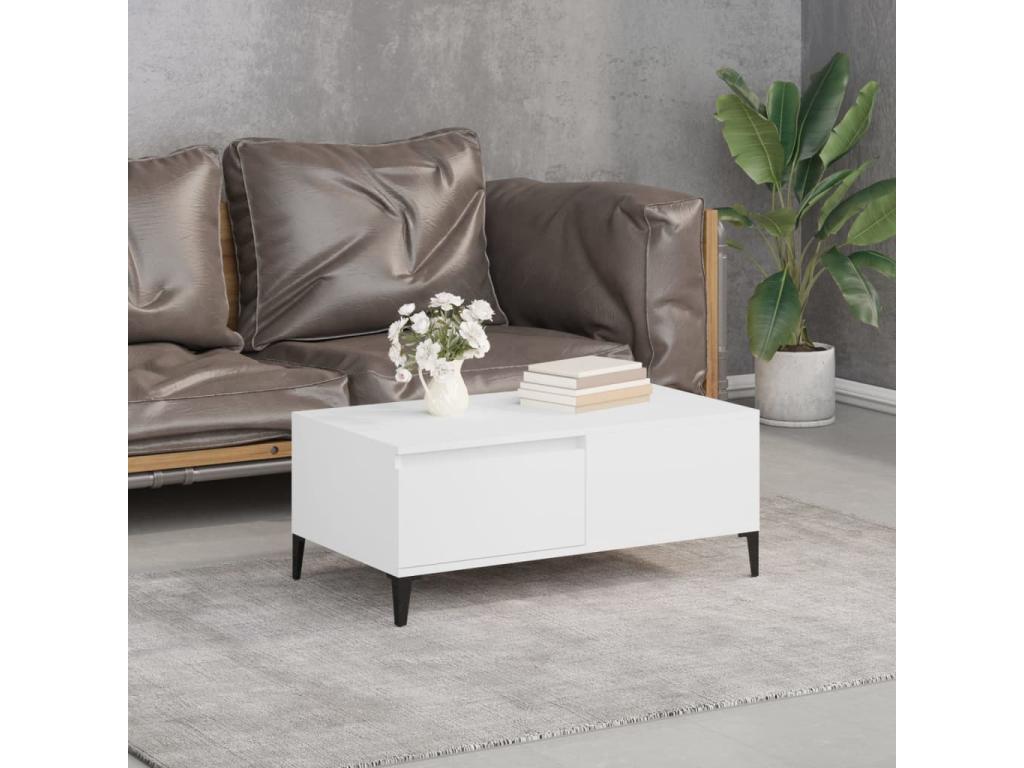 Table basse Blanc 90x50x36,5 cm Bois d'ingénierie QXWB76781