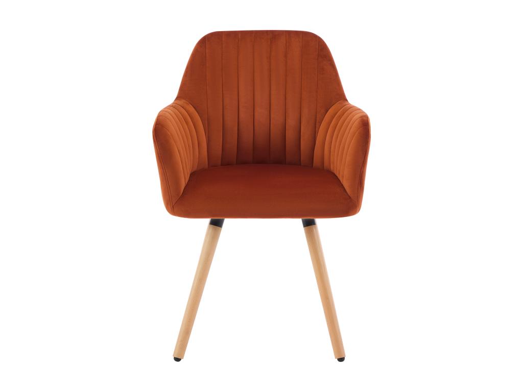 Lot de 2 chaises avec accoudoirs en velours et métal effet bois - Ventoriq XGYX53799