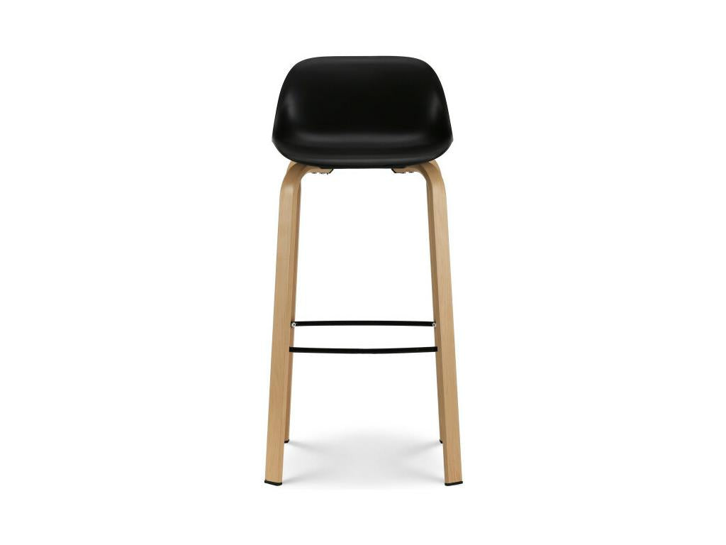 Tabouret de bar noir style scandinave avec pieds effet bois en métal - Hauteur 76cm ICWL56231