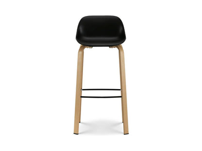 Tabouret de bar noir style scandinave avec pieds effet bois en métal - Hauteur 76cm ICWL56231