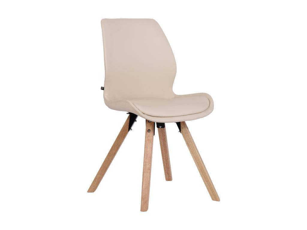 chaise salle à manger - Similicuir / Bois - Crème - Ventoriq JZIG05581