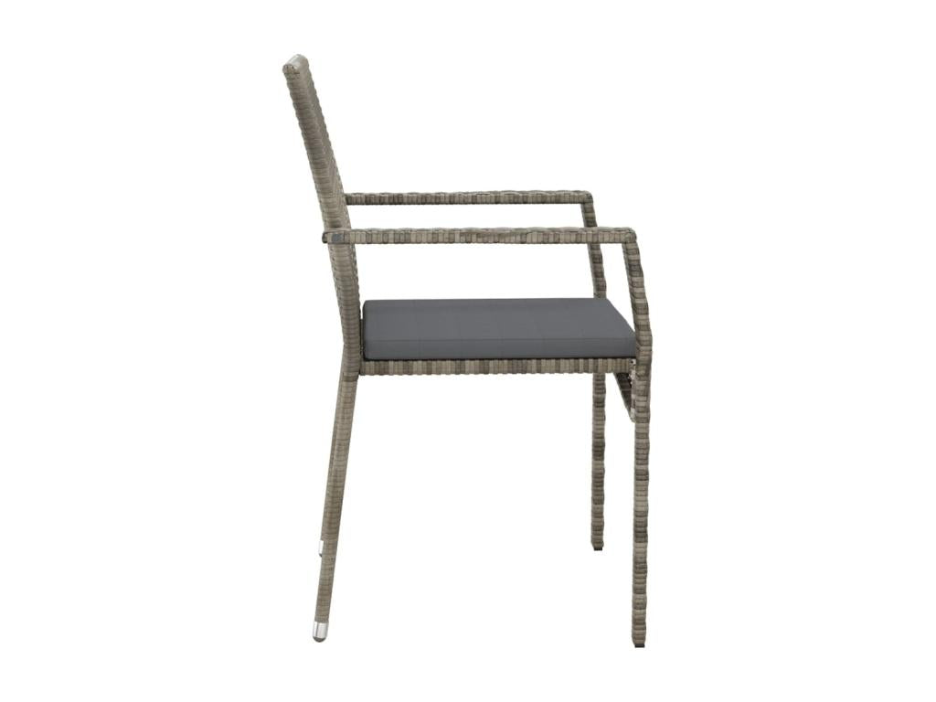 Chaises de jardin avec coussins 4 pièces Résine tressée Gris ASOO12802