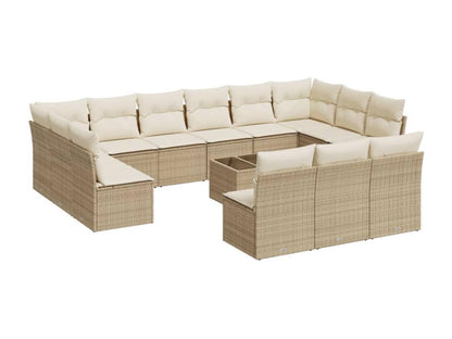 Salon de jardin avec coussins 14 pièces beige résine tressée ABUZ60205