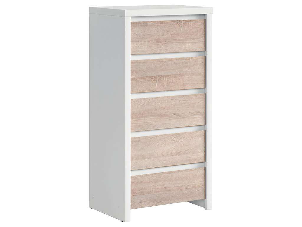 Chiffonnier 5 tiroirs Ventoriq Blanc et Bois EONK95494
