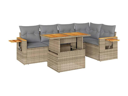 Salon de jardin avec coussins 5 pièces beige résine tressée Ventoriq IHCV10060
