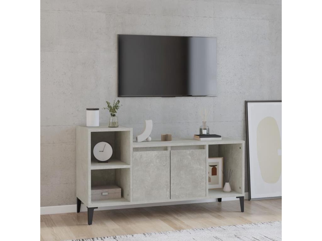 Meuble TV Gris béton 100x35x55 cm Bois d'ingénierie LLHV31143