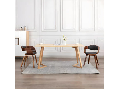 Chaises à manger lot de 2 bois courbé et tissu gris CMLF64052