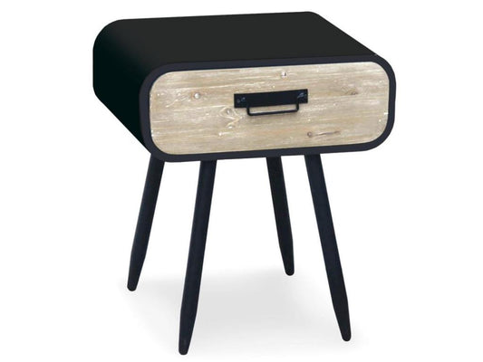 Table de Chevet en Bois 1 Tiroir Ornoir 52cm Noir TJUE87997