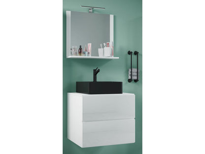 Ventoriq 3 pièces lavabo ensemble de meubles de salle de bains lavabo Lendas BL largeur 60 cm M tiroir blanc NBAF75461