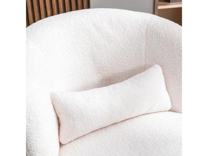 Fauteuil pivotant - chaise de relaxation pour salon - rembourré de peluche - avec base pivotante en métal avec coussin lombaire - Blanc ITEX57948
