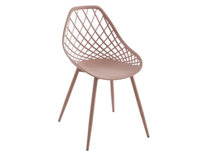 Lot de 2 chaises de jardin en polypropylène avec pieds en métal - Vieux rose - Mobenze KINX06929