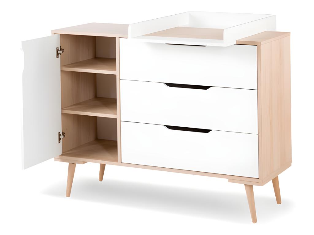 Plan à langer pour commode à langer LittleSky par Ventoriq Hêtre et Blanc LWCQ97639