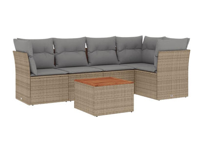 Salon de jardin avec coussins 6 pièces beige résine tressée APLE35119