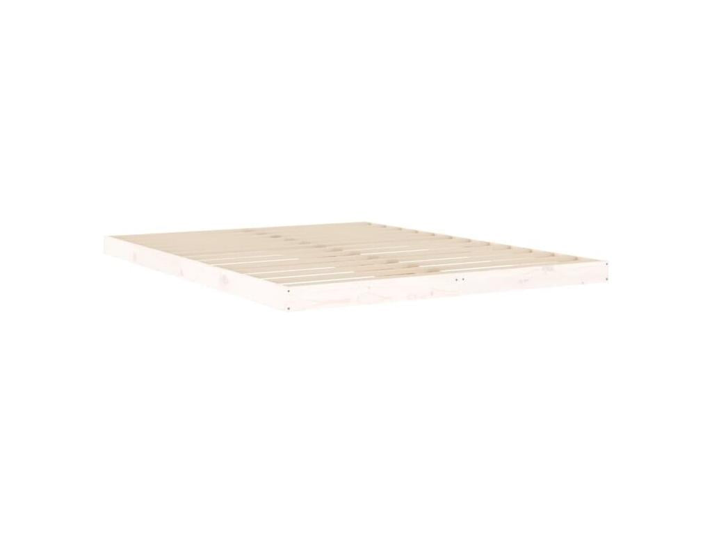 Cadre de lit blanc 150x200 très grand bois de pin massif VPQP27004