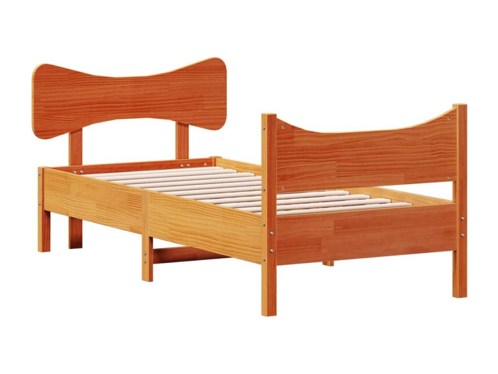 Cadre de lit sans matelas cire marron 75x190 cm bois pin massif EWON97530