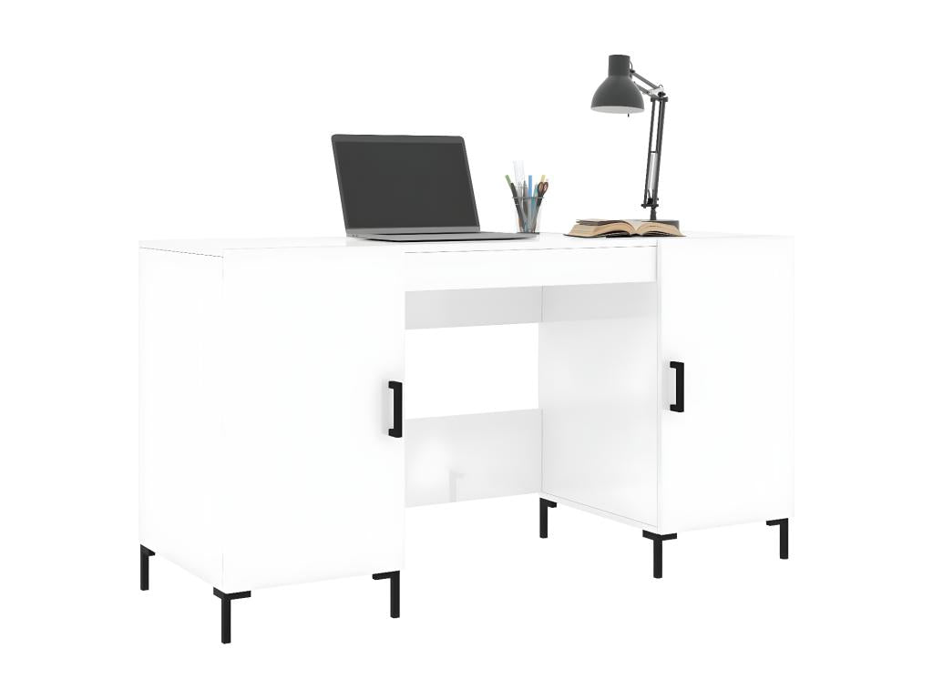 Bureau Blanc brillant 140x50x75 cm Bois d'ingénierie HSPE42987