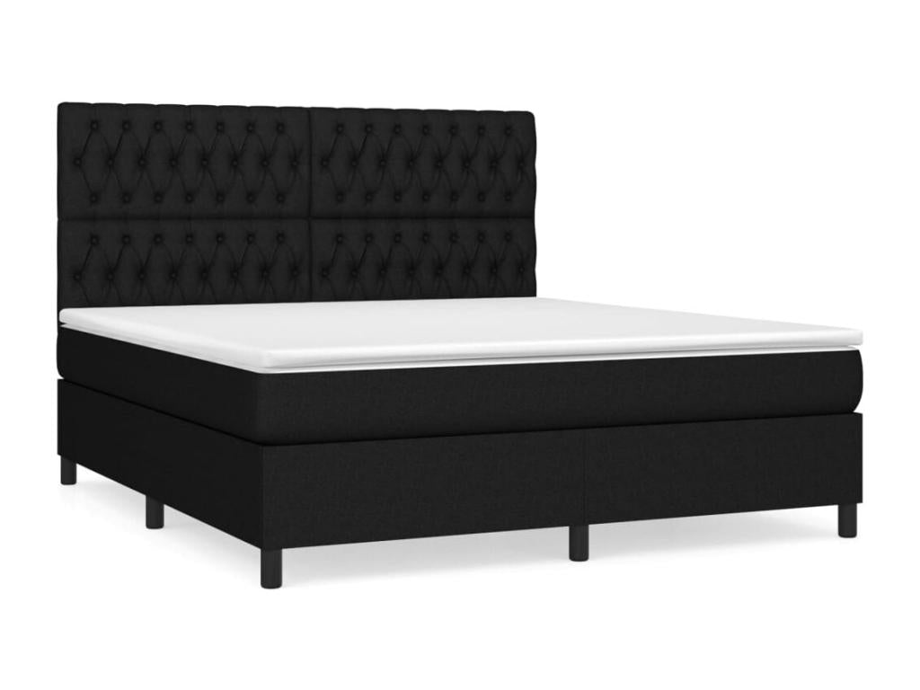 Sommier à Ventoriq de lit avec matelas Noir 180x200 cm Tissu FHEN85341