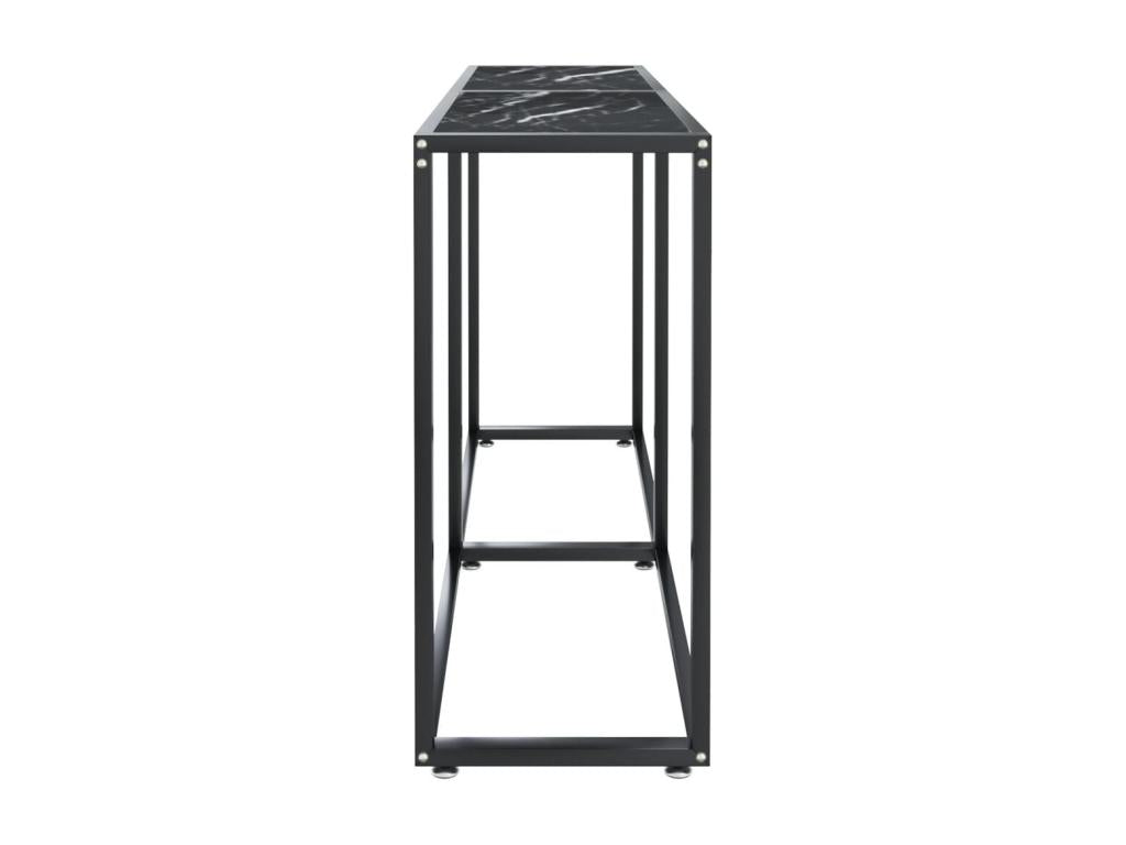 Table console Marbre noir 140x35x75,5 cm Verre trempé LAQN59727