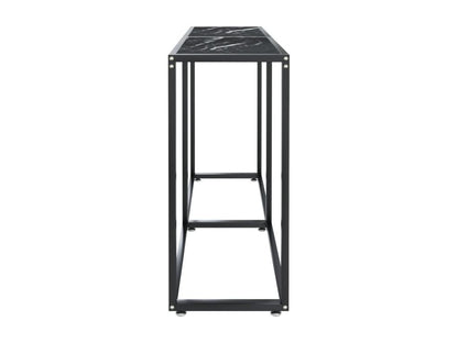 Table console Marbre noir 140x35x75,5 cm Verre trempé LAQN59727
