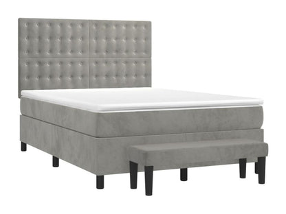 Lit à sommier tapissier et matelas Gris clair 140x190cm Velours MXEB58905