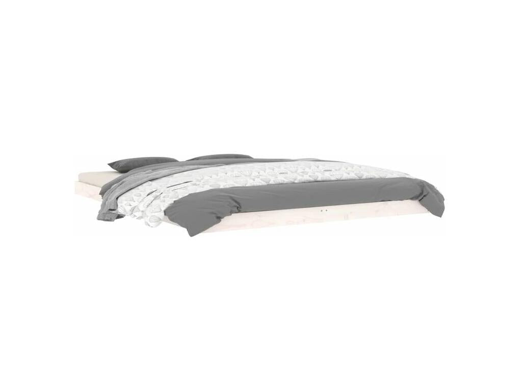 Cadre de lit blanc 150x200 très grand bois de pin massif VPQP27004