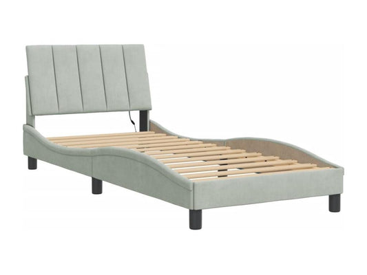 Cadre de lit avec LED sans matelas gris clair 90x200 cm velours HWTG97456