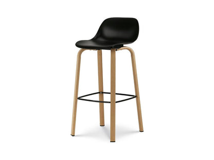 Tabouret de bar noir style scandinave avec pieds effet bois en métal - Hauteur 76cm ICWL56231