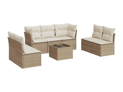 Salon de jardin avec coussins 8 pièces beige résine tressée QNYS28105